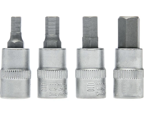 WGB Doppenset 1/4" Met Bitinzet, 4-delig 3 WGB Doppenset 1/4" Met Bitinzet, 4-delig
