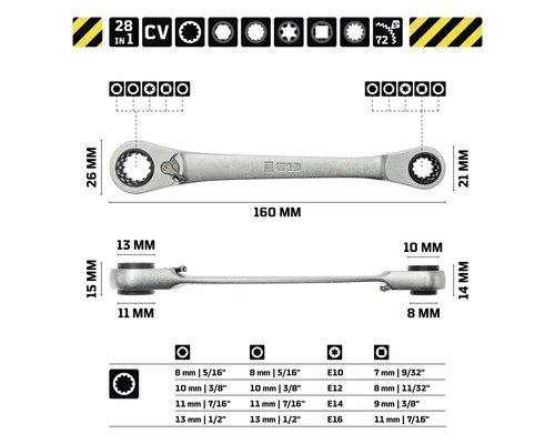 WGB Ring Ratelsleutel Omschakelbaar 8x10 - 11x13 Mm 9 WGB Ring Ratelsleutel Omschakelbaar 8x10 - 11x13 Mm - Afbeelding 7