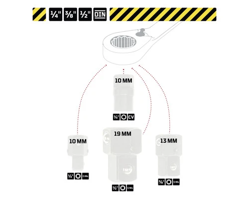 WGB Adapterset Voor Ratelsleutel, 4-delig 8 WGB Adapterset Voor Ratelsleutel, 4-delig - Afbeelding 6