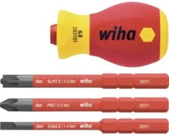 WIHA Schroevendraaier Stubby Electric SlimVario Met Bithouderset, 4-delig