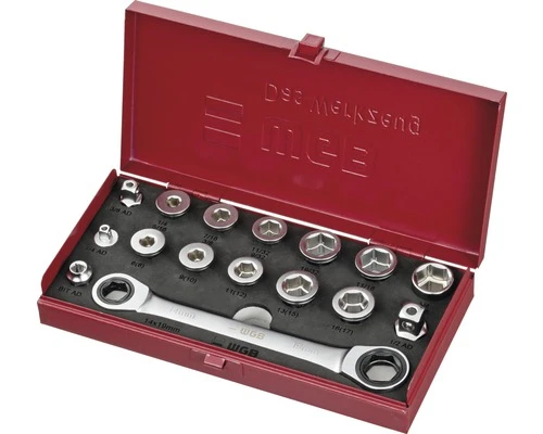 WGB Ringratelsleutel Set 1/2" Doorsteek 16-delig 3 WGB Ringratelsleutel Set 1/2" Doorsteek 16-delig